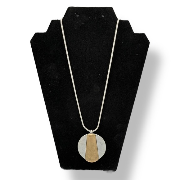 Reversible Silver and Gold Colored Statement Pendant Necklace New from The Sac - Picture 1 of 3